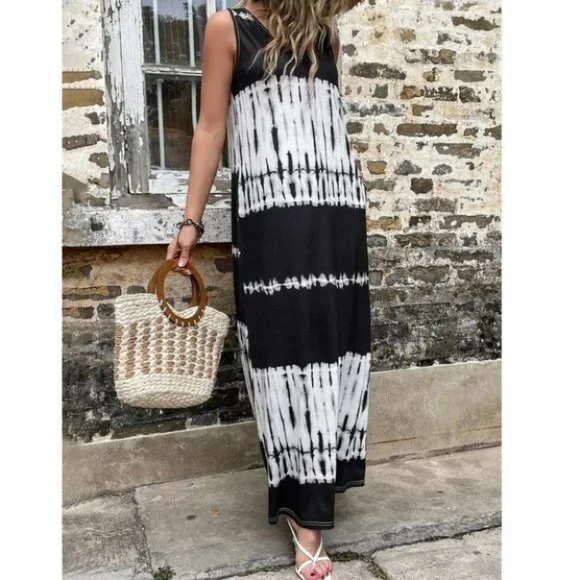 Tank Top Tie Dye Maxi dress with Pockets - Picture 3 of 6